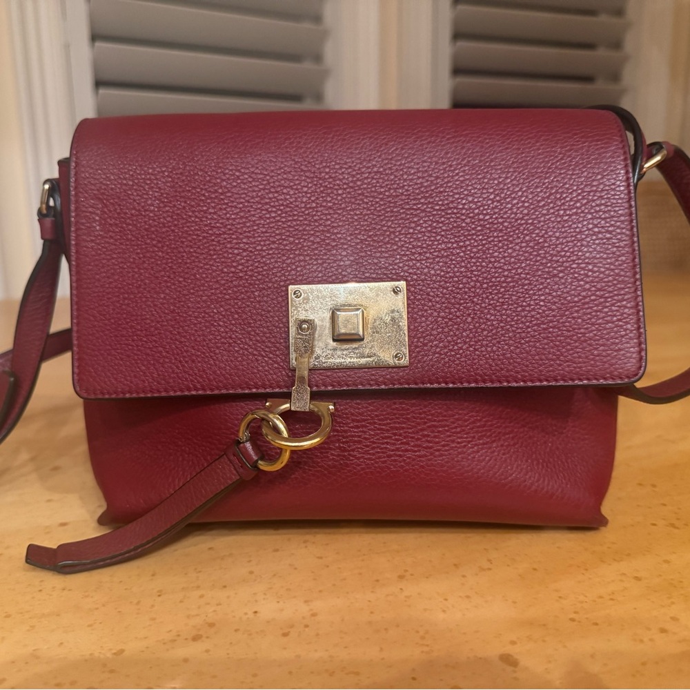 Red Leather Bag with Gold Hardware